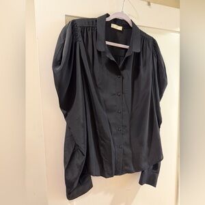 Ulla Johnson Silk Black Button-Down Blouse